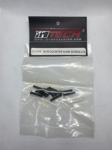 INTECH 800318 3x18 countersunk screw x 10